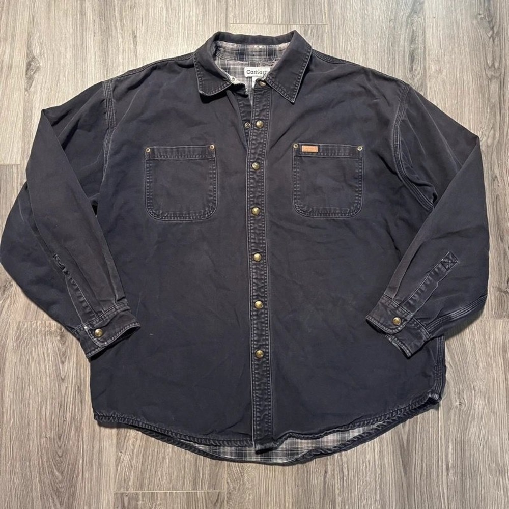 Carhartt Men's XL Flannel Lined Snap Front Shirt Jacket Workwear